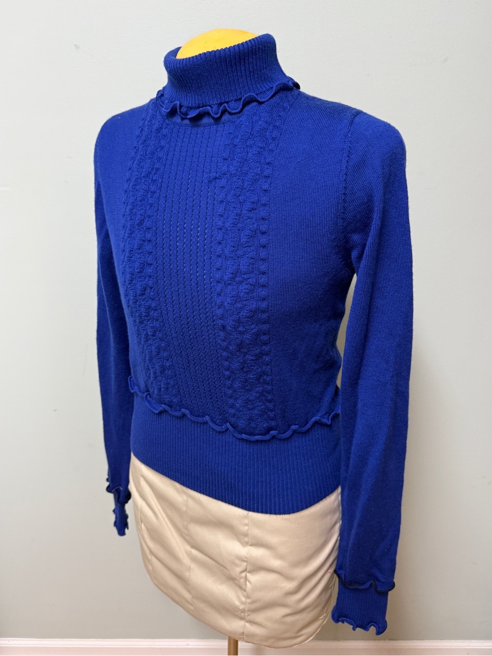 3.1 Phillip Lim Cobalt Ruffle-Trim Turtleneck Sweater